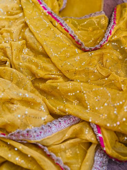 Sunshine Charm – Mustard Chanderi Silk Suit