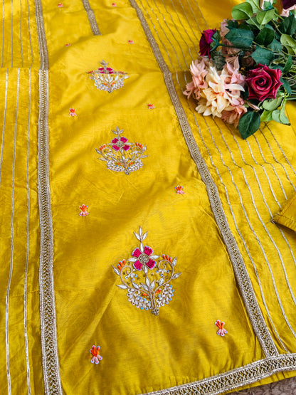 Sunshine Charm – Mustard Chanderi Silk Suit