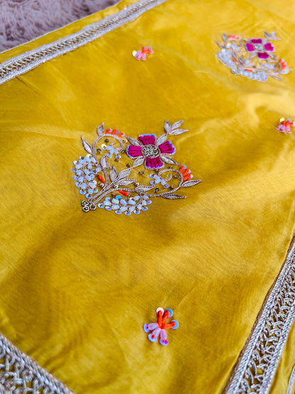 Sunshine Charm – Mustard Chanderi Silk Suit