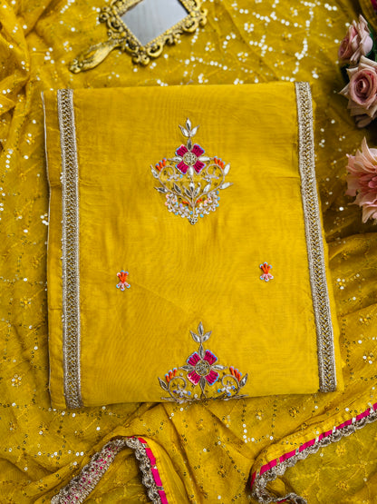 Sunshine Charm – Mustard Chanderi Silk Suit