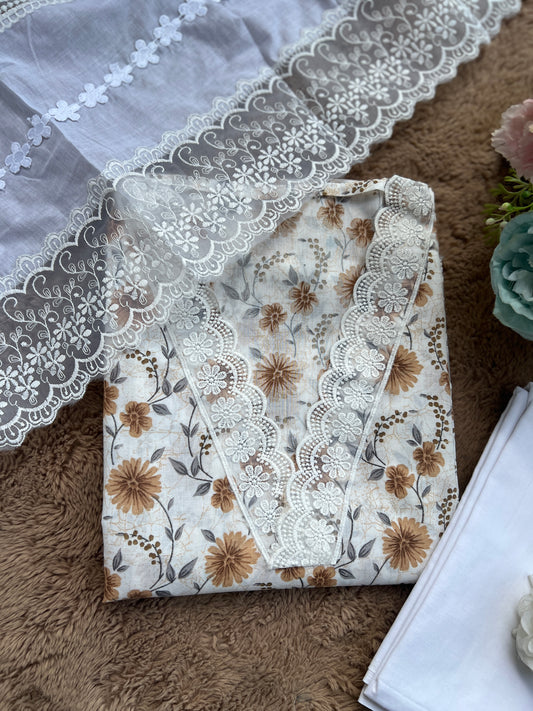 Floral Prints suits with Dedicated Lace