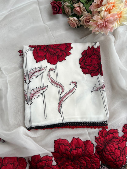 Delicate Organza with Bold Floral Patchwork