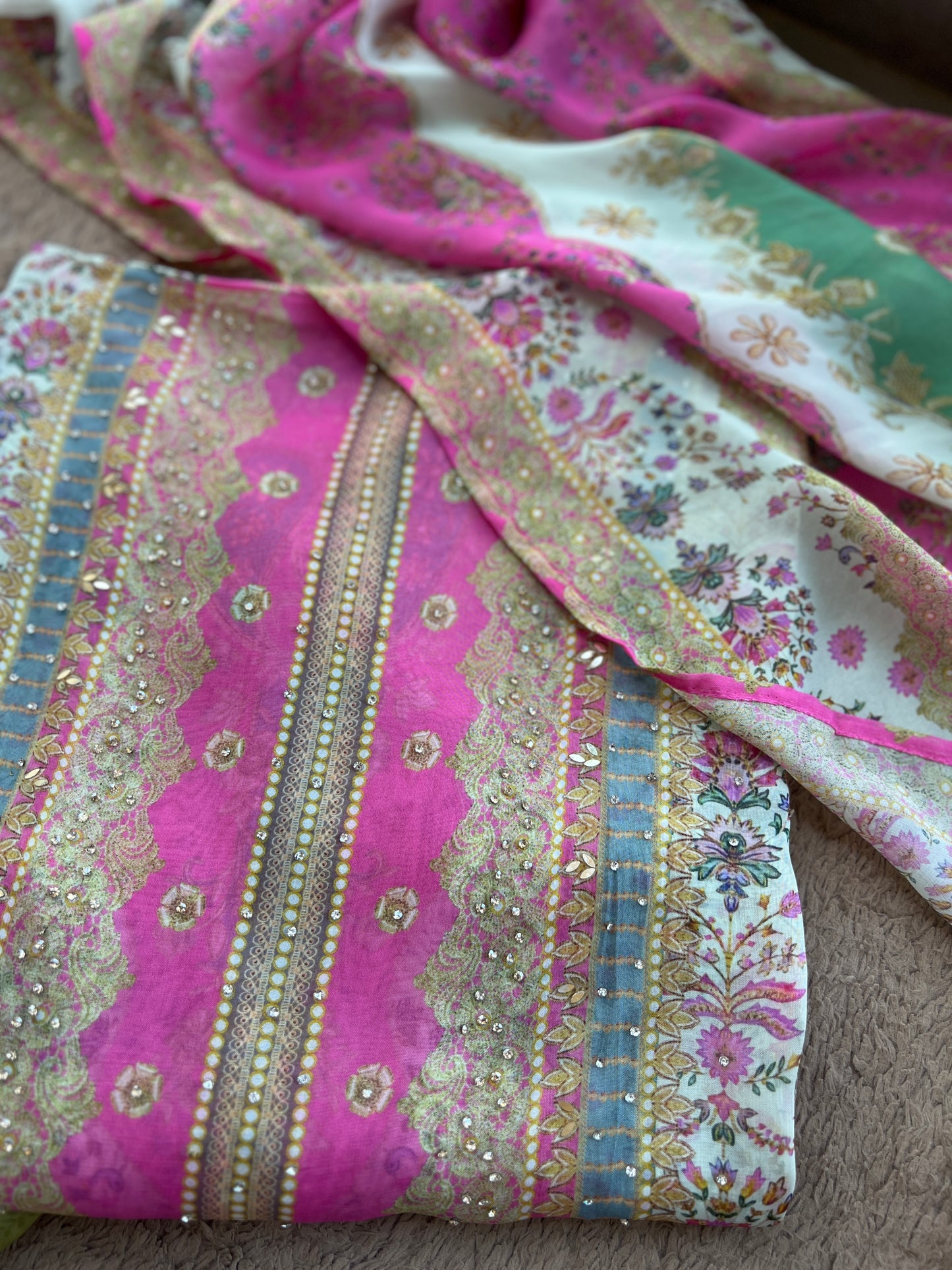 Karachi Mirror Suit Set with Coin Tassel Detailing