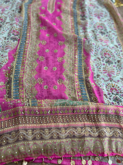 Karachi Mirror Suit Set with Coin Tassel Detailing