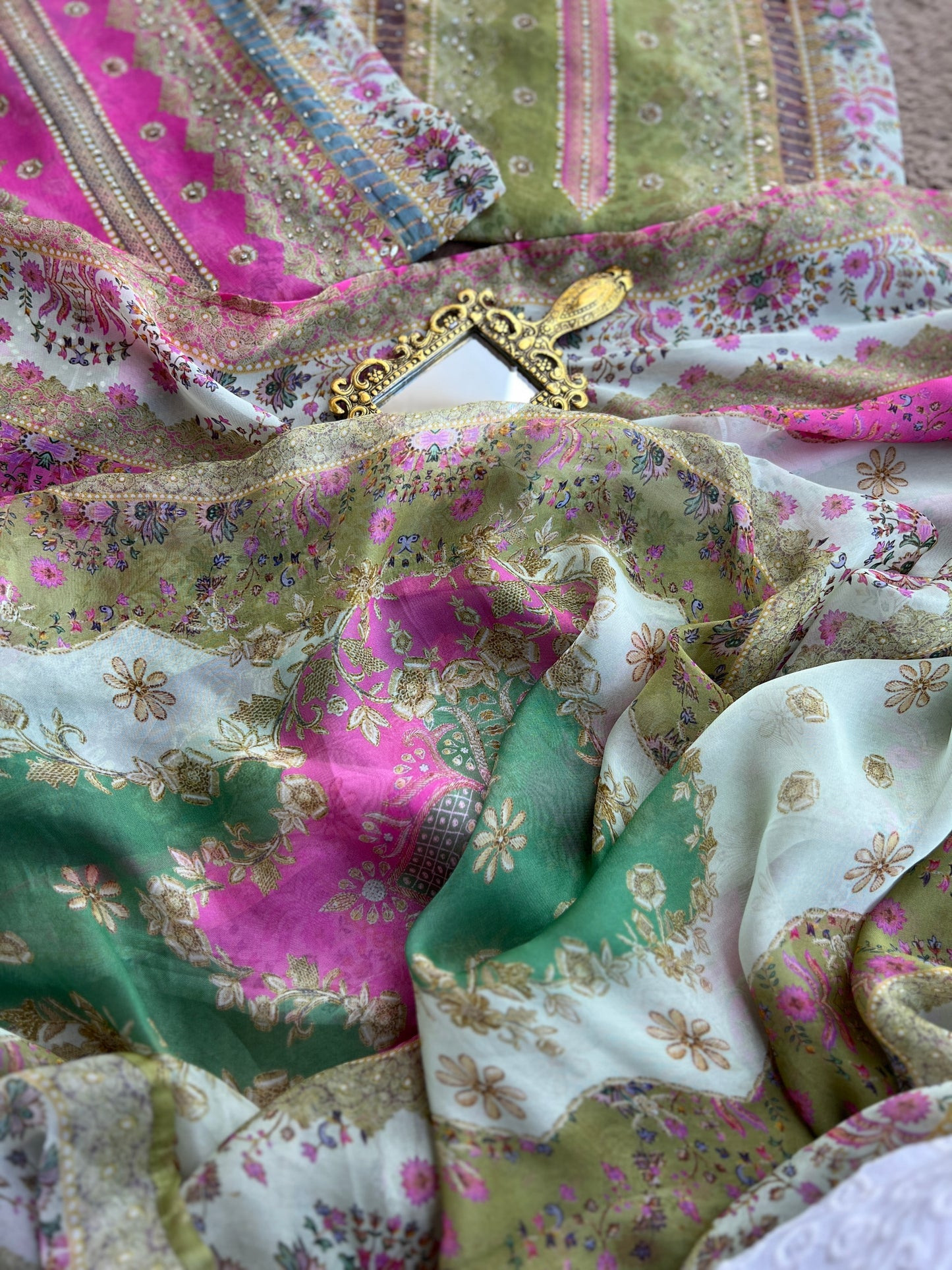Karachi Mirror Suit Set with Coin Tassel Detailing