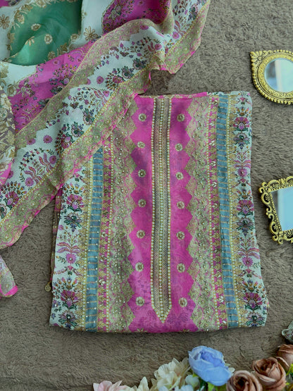 Karachi Mirror Suit Set with Coin Tassel Detailing