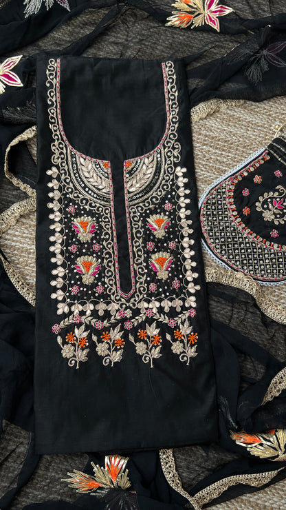 Black Orchid Chanderi with potali