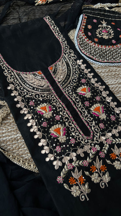 Black Orchid Chanderi with potali
