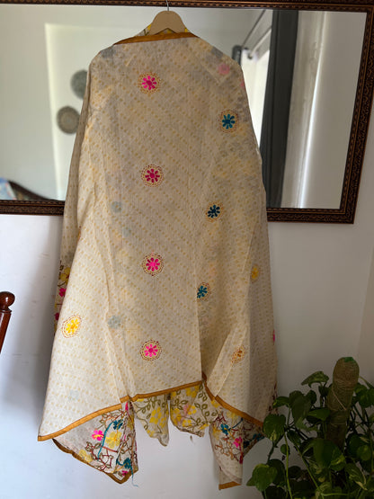 Yellow Floral  Hand Embroidered Unstitched Suit Set