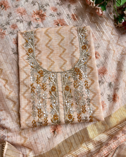 Pastel Glow in Linen with Exquisite Handwork