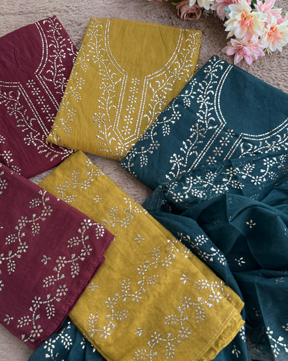 Elegant Mal Chanderi with Classic Mukesh Work