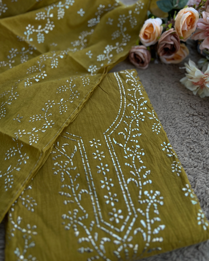 Elegant Mal Chanderi with Classic Mukesh Work