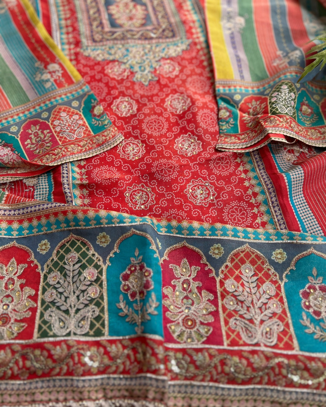 Timeless Rust Shimmer Silk Embroidered Suit for Festive Glam