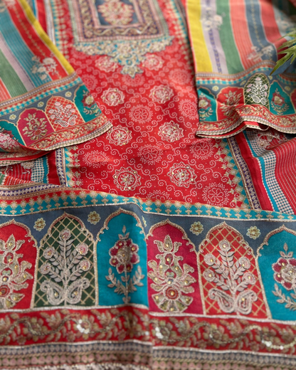 Timeless Rust Shimmer Silk Embroidered Suit for Festive Glam