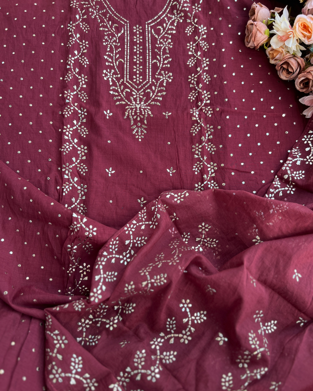 Elegant Mal Chanderi with Classic Mukesh Work