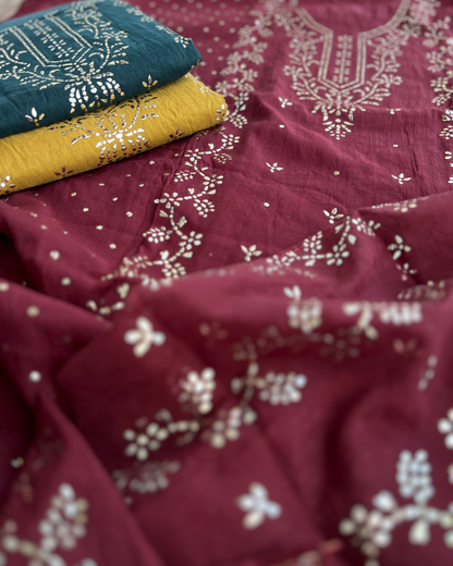Elegant Mal Chanderi with Classic Mukesh Work