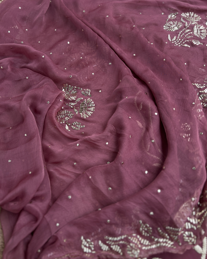 Elegant Crepe Suit with Pitta  Embroidery and Mukesh Dupatta