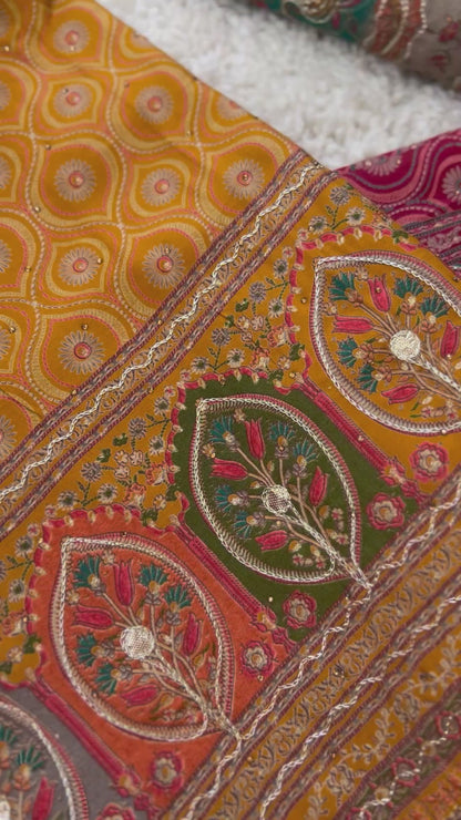 Regal Grace: Sabyasachi-Inspired Gota-Embellished Modal Maslin Suit Set