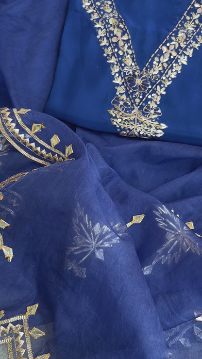 Indigo charm Kachcha Patti Dupatta