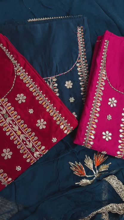 True Blue Chanderi Gotaphool