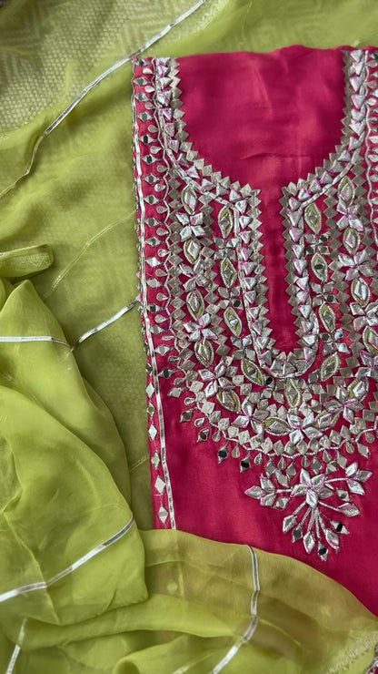 Radiant Shimmer Silk Suit with Gotapatti Elegance
