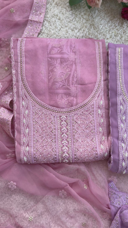 Elegant Mirror  Embroidered Silk Ensembles