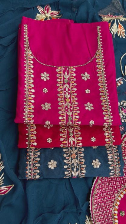 True Blue Chanderi Gotaphool