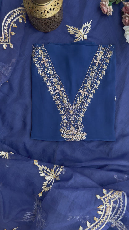 Indigo charm Kachcha Patti Dupatta