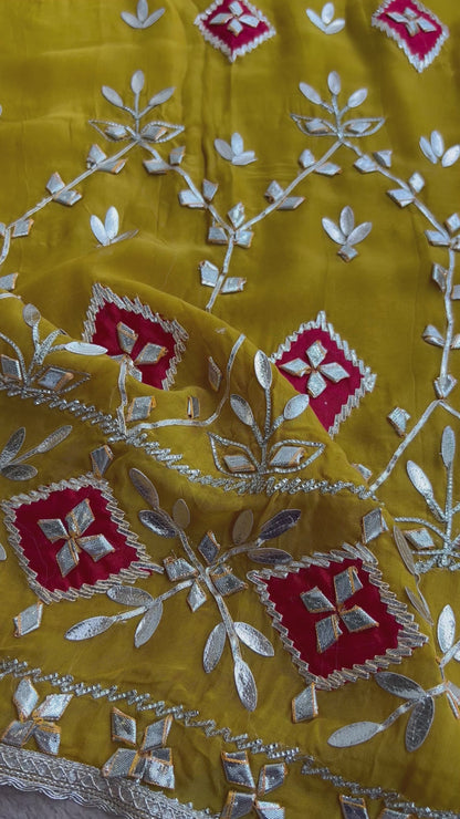 Full Gota Patti Embroidered Top with Tissue Gota Dupatta