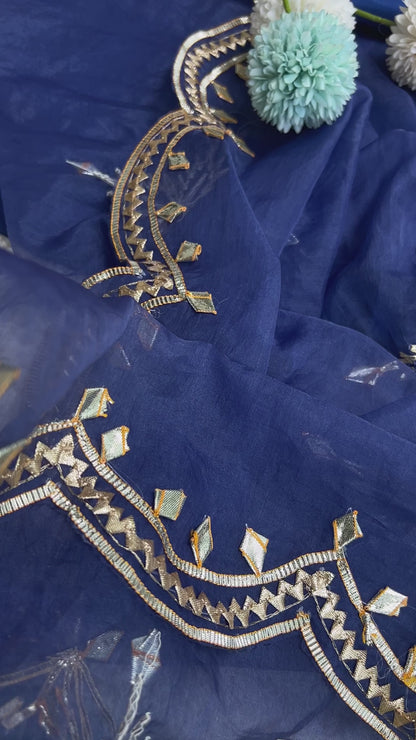 Indigo charm Kachcha Patti Dupatta