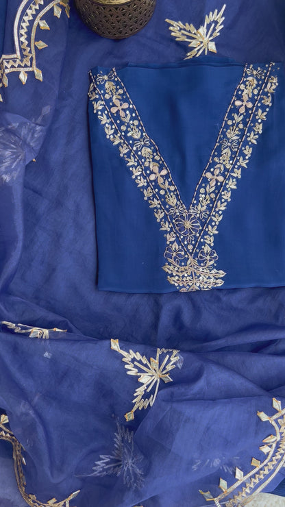 Indigo charm Kachcha Patti Dupatta