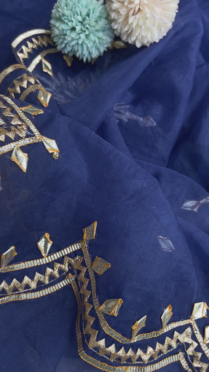 Indigo charm Kachcha Patti Dupatta
